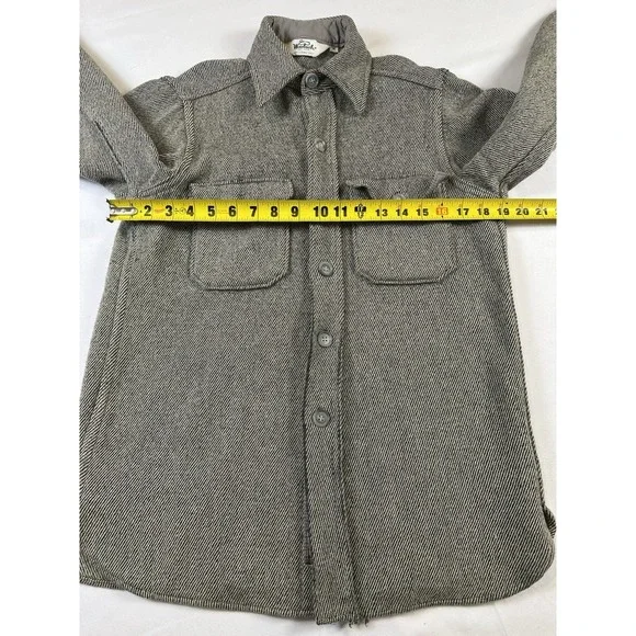 Vtg Woolrich Gray Shacket Mens Medium Herringbone Shirt‎ Wool Jacket Button Up - Picture 8 of 9